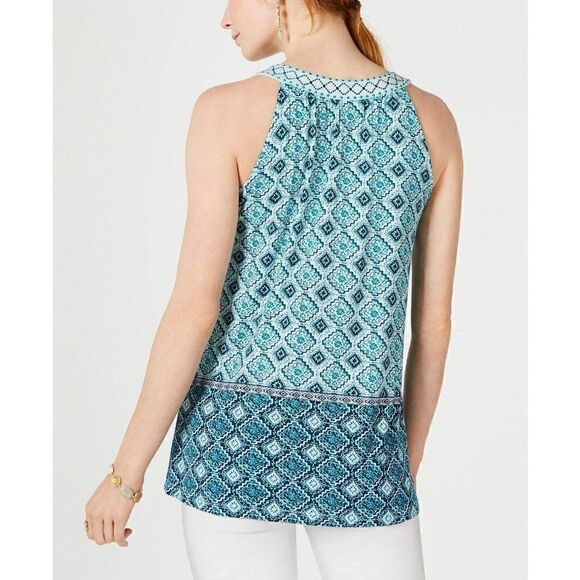 Style & Co Blouse‎ Top XL Blue Green Sleeveless - Picture 8 of 9